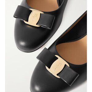 FERRAGAMO VARA BOW-EMBELLISHED LEATHER PUMPS